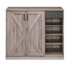 Brown Wooden Shoe Cabinet with 1-Cabinet and 4-Open Compartments by Benjara -Cheap Benjara Store brown benjara accent cabinets bm211128 c3 1000