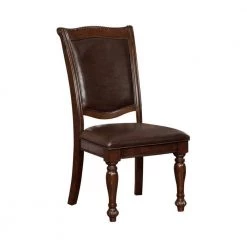 Alpena Traditional Style Brown Wooden Side Chair (Set of 2) by Benjara