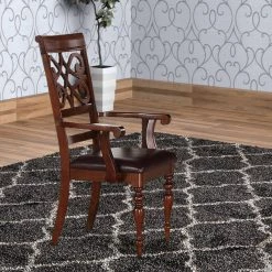 41 in. H Cherry Brown Wooden Side Chair with Leatherette Seat (Set of 2) by Benjara 13 41 in. H Cherry Brown Wooden Side Chair with Leatherette Seat (Set of 2) by Benjara -Cheap Benjara Store brown benjara accent chairs bm174348 31 1000