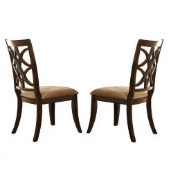 Cherry Brown and Beige with Beige Fabric Seat Solid Wooden Side Chair (Set of 2) by Benjara 11 Cherry Brown and Beige with Beige Fabric Seat Solid Wooden Side Chair (Set of 2) by Benjara -Cheap Benjara Store brown benjara accent chairs bm179937 31 1000