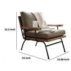 Fabric Upholstered Brown and Black Accent Chair by Benjara -Cheap Benjara Store brown benjara accent chairs bm181421 44 1000