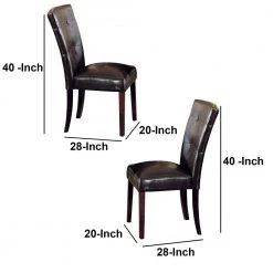 Button Tufted Brown Polyurethane Upholstered Wooden Side Chair (Set of 2 ) by Benjara 9 Button Tufted Brown Polyurethane Upholstered Wooden Side Chair (Set of 2 ) by Benjara -Cheap Benjara Store brown benjara accent chairs bm185840 1f 1000