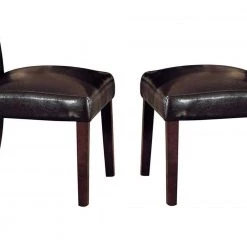 Button Tufted Brown Polyurethane Upholstered Wooden Side Chair (Set of 2 ) by Benjara 8 Button Tufted Brown Polyurethane Upholstered Wooden Side Chair (Set of 2 ) by Benjara -Cheap Benjara Store brown benjara accent chairs bm185840 c3 1000