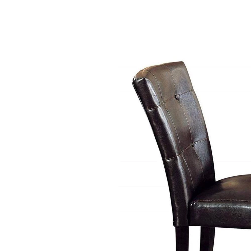 Button Tufted Brown Polyurethane Upholstered Wooden Side Chair (Set of 2 ) by Benjara 2 Button Tufted Brown Polyurethane Upholstered Wooden Side Chair (Set of 2 ) by Benjara - Image 2