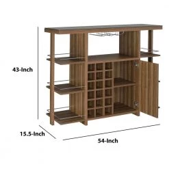 Sturdy Modern Bar Unit with Wine Bottle Storage 15.5" L x 54" W x 43" H by Benjara -Cheap Benjara Store brown benjara bar cabinets bm158064 44 1000