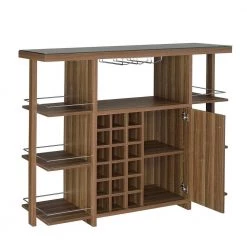 Sturdy Modern Bar Unit with Wine Bottle Storage 15.5" L x 54" W x 43" H by Benjara
