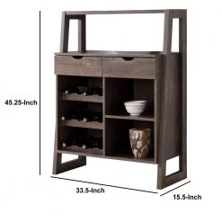 Stylish Brown Wooden 6-Bottles Wine Cabinet with Sled Legs and Spacious Storage by Benjara -Cheap Benjara Store brown benjara bar cabinets bm196199 44 1000