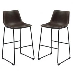 39 in. H Casual Contoured Brown Bar Height Stool (Set of 2) by Benjara
