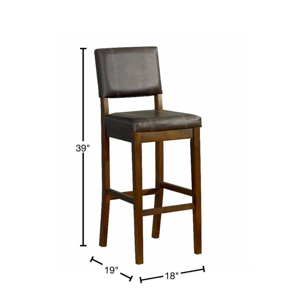 39 in. H Brown with Leatherette Upholstered Seat and Back Wooden Counter Stool by Benjara 3 39 in. H Brown with Leatherette Upholstered Seat and Back Wooden Counter Stool by Benjara - Image 3