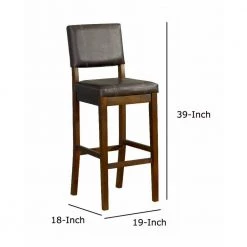 39 in. H Brown with Leatherette Upholstered Seat and Back Wooden Counter Stool by Benjara 10 39 in. H Brown with Leatherette Upholstered Seat and Back Wooden Counter Stool by Benjara -Cheap Benjara Store brown benjara bar stools bm16599 44 1000