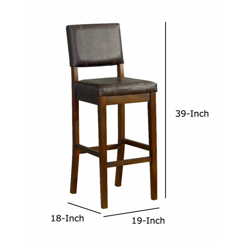 39 in. H Brown with Leatherette Upholstered Seat and Back Wooden Counter Stool by Benjara 5 39 in. H Brown with Leatherette Upholstered Seat and Back Wooden Counter Stool by Benjara - Image 5