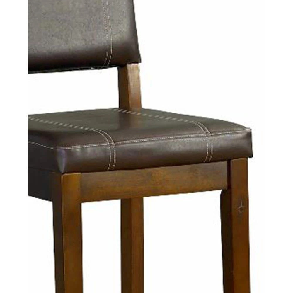 39 in. H Brown with Leatherette Upholstered Seat and Back Wooden Counter Stool by Benjara 4 39 in. H Brown with Leatherette Upholstered Seat and Back Wooden Counter Stool by Benjara - Image 4