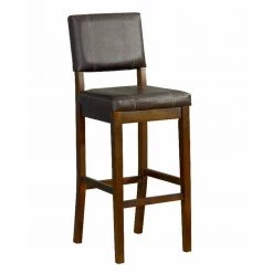 39 in. H Brown with Leatherette Upholstered Seat and Back Wooden Counter Stool by Benjara