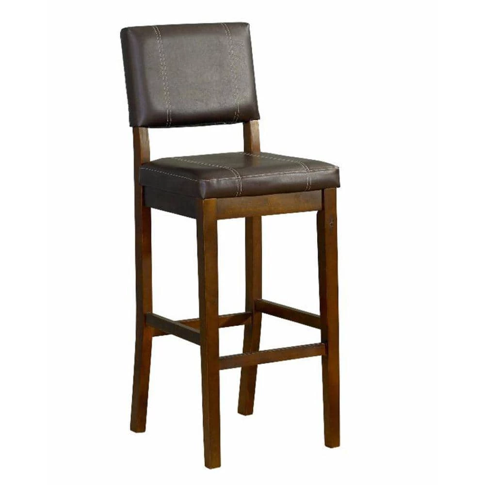 39 in. H Brown with Leatherette Upholstered Seat and Back Wooden Counter Stool by Benjara 1 39 in. H Brown with Leatherette Upholstered Seat and Back Wooden Counter Stool by Benjara