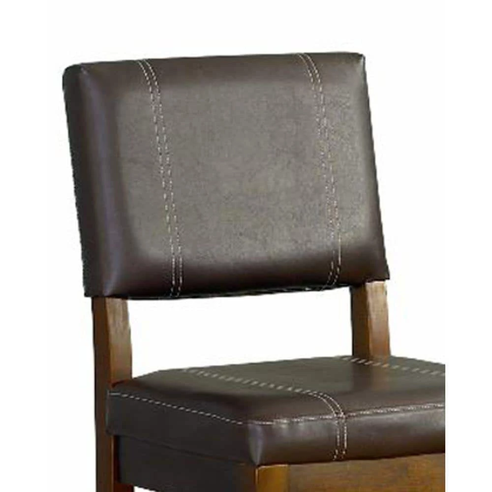 39 in. H Brown with Leatherette Upholstered Seat and Back Wooden Counter Stool by Benjara 2 39 in. H Brown with Leatherette Upholstered Seat and Back Wooden Counter Stool by Benjara - Image 2
