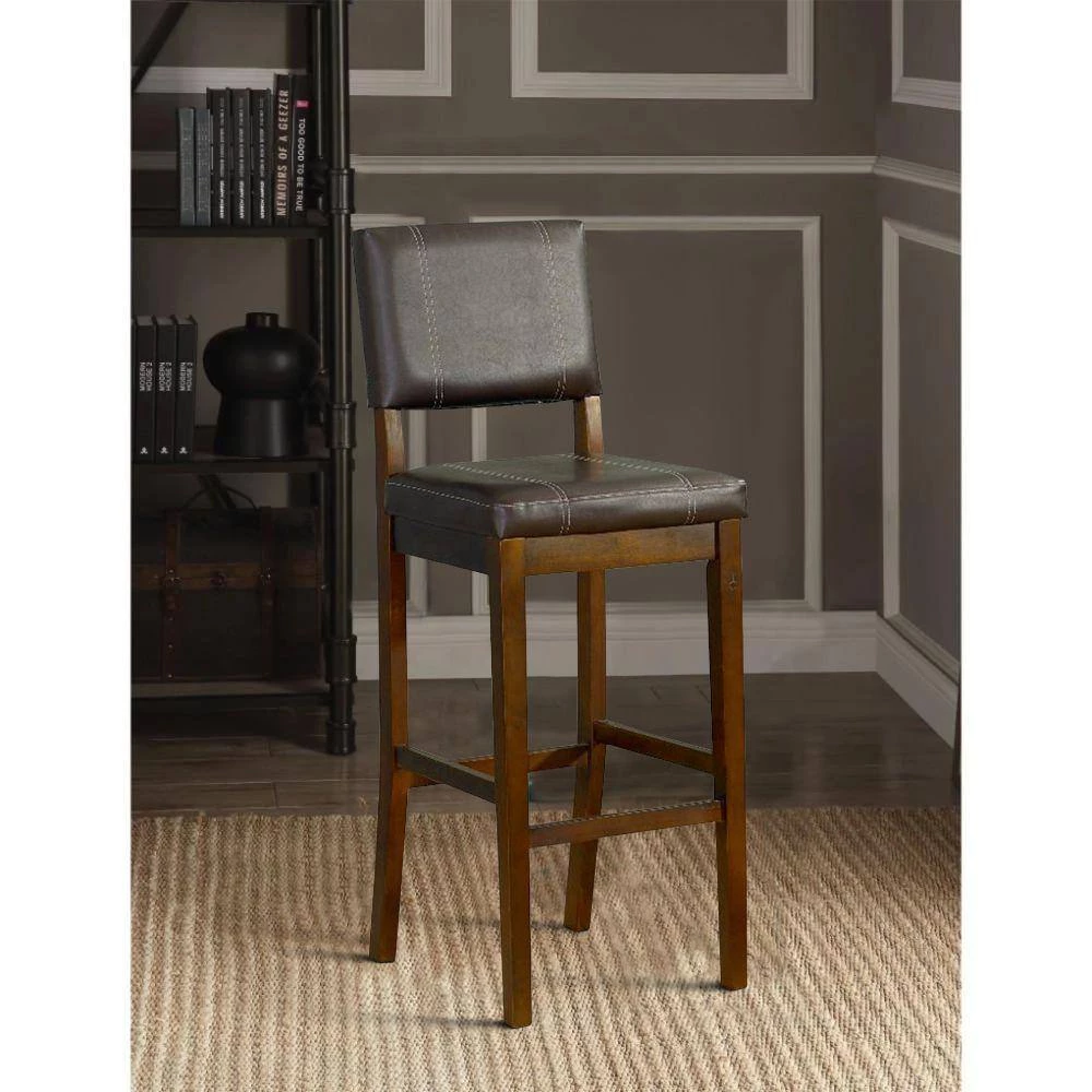39 in. H Brown with Leatherette Upholstered Seat and Back Wooden Counter Stool by Benjara 6 39 in. H Brown with Leatherette Upholstered Seat and Back Wooden Counter Stool by Benjara - Image 6