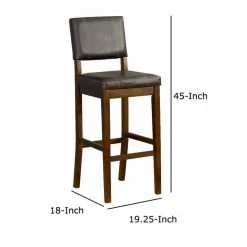 45 in. H Brown Wooden Bar Stool with Leatherette Upholstered Seat and Back by Benjara 12 45 in. H Brown Wooden Bar Stool with Leatherette Upholstered Seat and Back by Benjara -Cheap Benjara Store brown benjara bar stools bm16602 44 1000