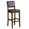 45 in. H Brown Wooden Bar Stool with Leatherette Upholstered Seat and Back by Benjara