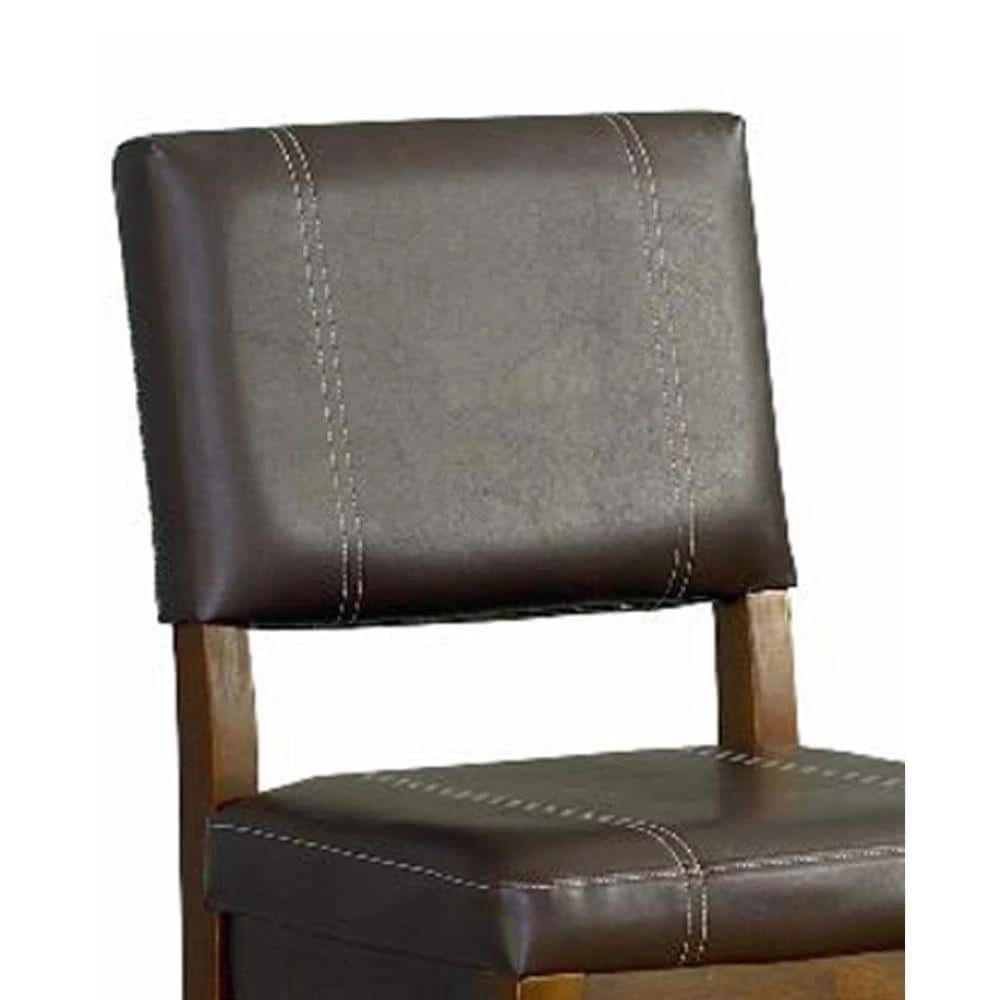 45 in. H Brown Wooden Bar Stool with Leatherette Upholstered Seat and Back by Benjara 4 45 in. H Brown Wooden Bar Stool with Leatherette Upholstered Seat and Back by Benjara - Image 4