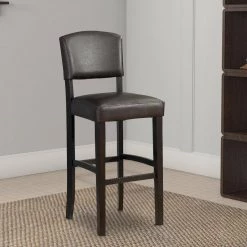 45.25 in. H Brown Wooden Bar Stool with Padded Upholstered Seat and Backrest by Benjara 15 45.25 in. H Brown Wooden Bar Stool with Padded Upholstered Seat and Backrest by Benjara -Cheap Benjara Store brown benjara bar stools bm16606 31 1000