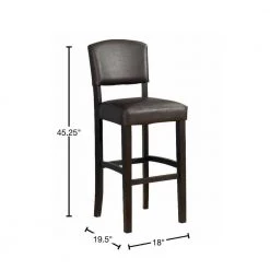 45.25 in. H Brown Wooden Bar Stool with Padded Upholstered Seat and Backrest by Benjara 10 45.25 in. H Brown Wooden Bar Stool with Padded Upholstered Seat and Backrest by Benjara -Cheap Benjara Store brown benjara bar stools bm16606 40 1000