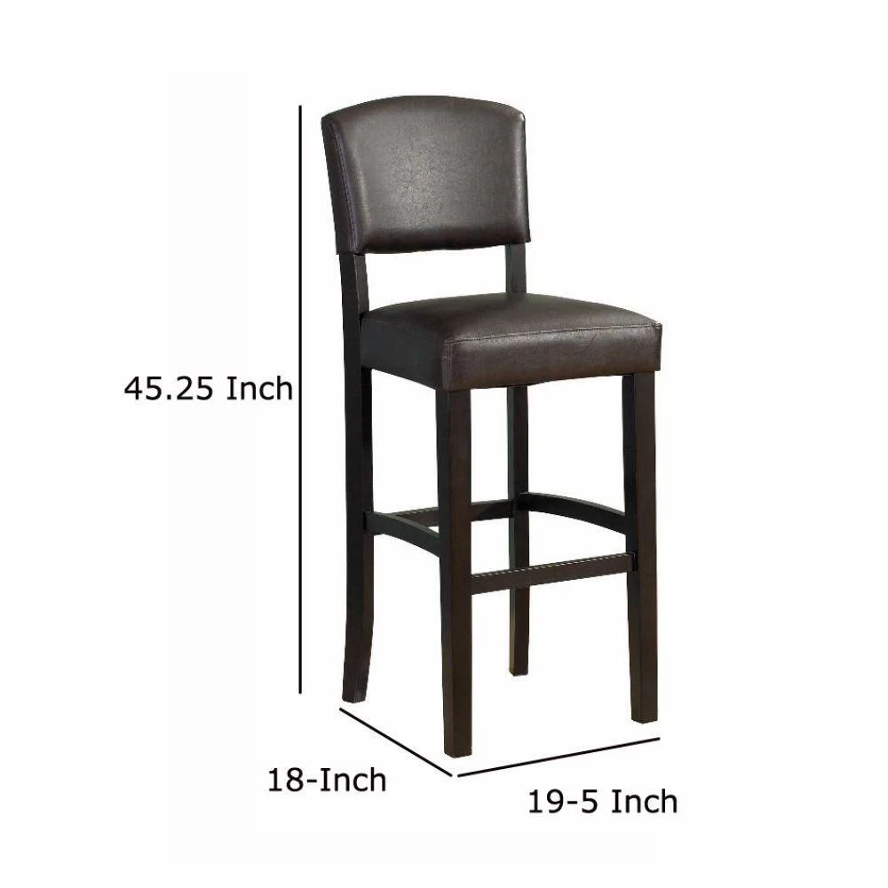 45.25 in. H Brown Wooden Bar Stool with Padded Upholstered Seat and Backrest by Benjara 7 45.25 in. H Brown Wooden Bar Stool with Padded Upholstered Seat and Backrest by Benjara - Image 7