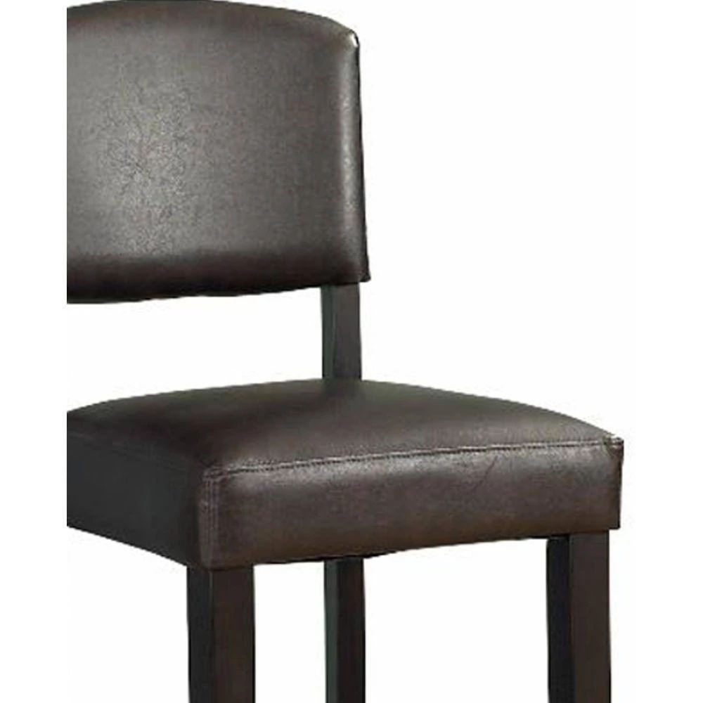 45.25 in. H Brown Wooden Bar Stool with Padded Upholstered Seat and Backrest by Benjara 5 45.25 in. H Brown Wooden Bar Stool with Padded Upholstered Seat and Backrest by Benjara - Image 5