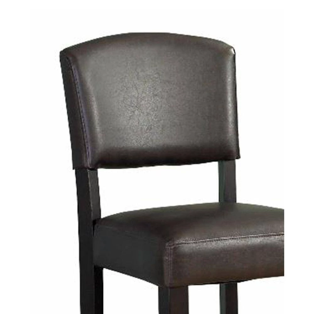 45.25 in. H Brown Wooden Bar Stool with Padded Upholstered Seat and Backrest by Benjara 4 45.25 in. H Brown Wooden Bar Stool with Padded Upholstered Seat and Backrest by Benjara - Image 4