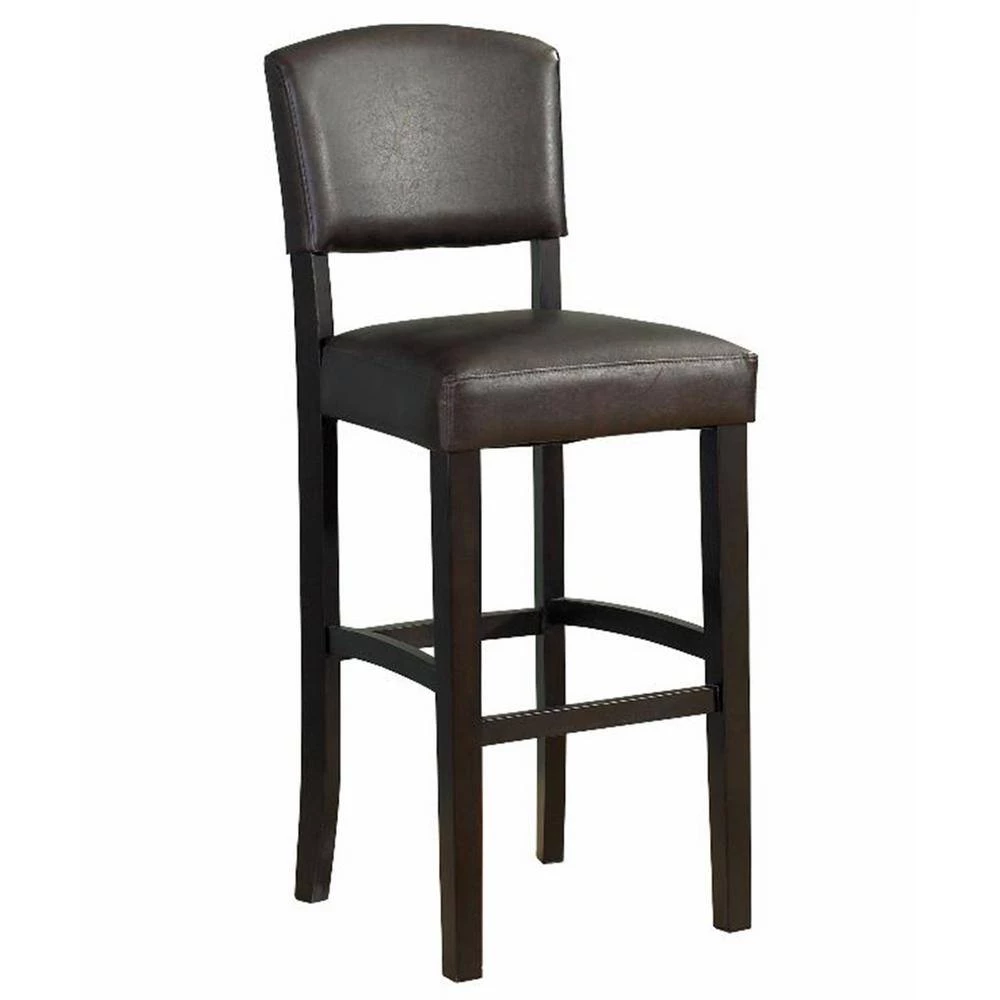 45.25 in. H Brown Wooden Bar Stool with Padded Upholstered Seat and Backrest by Benjara 2 45.25 in. H Brown Wooden Bar Stool with Padded Upholstered Seat and Backrest by Benjara - Image 2