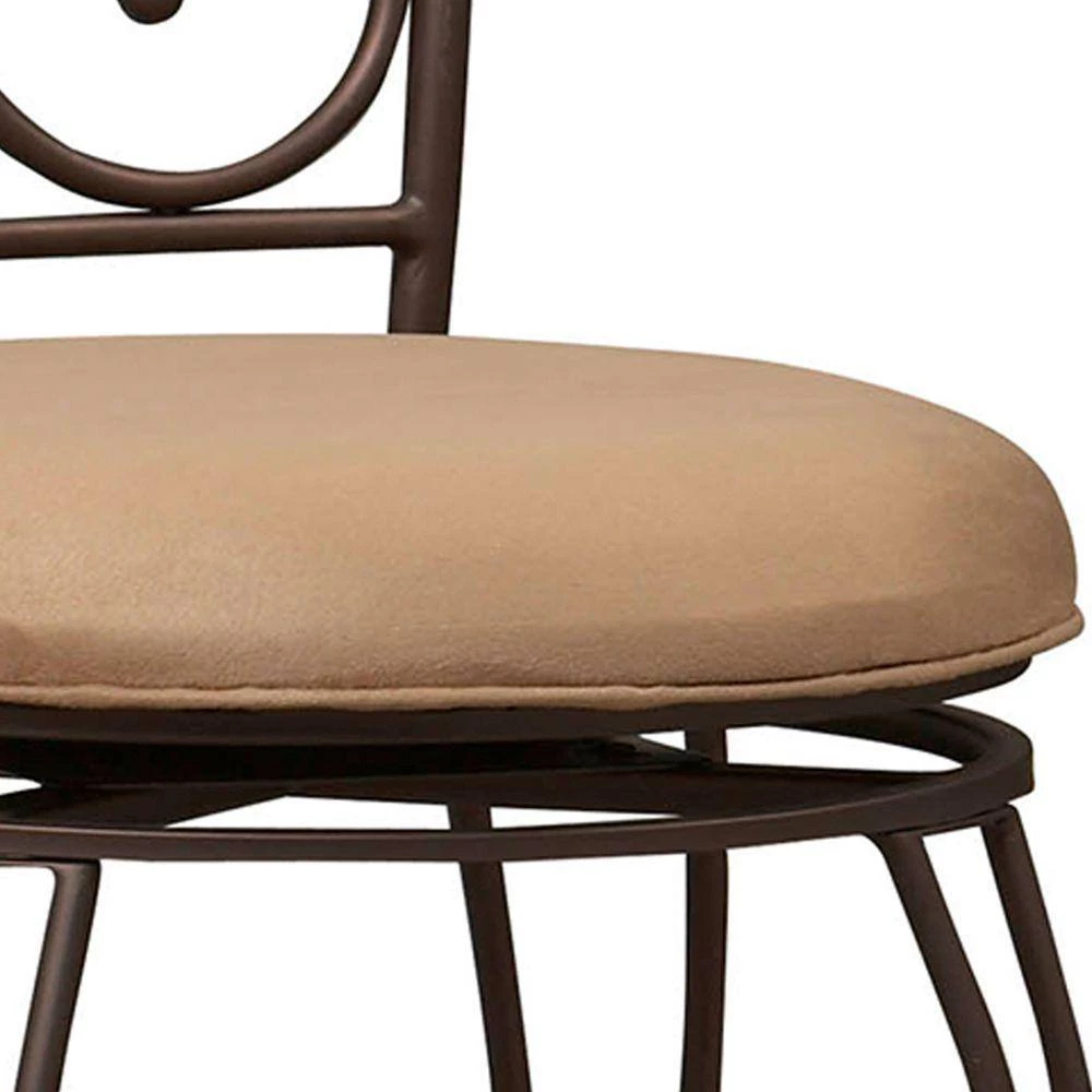 46.5 in. H Brown Metal Bar Stool with Cushioned Seat and Scrollwork Details by Benjara 5 46.5 in. H Brown Metal Bar Stool with Cushioned Seat and Scrollwork Details by Benjara - Image 5