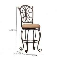 46.5 in. H Brown Metal Bar Stool with Cushioned Seat and Scrollwork Details by Benjara 12 46.5 in. H Brown Metal Bar Stool with Cushioned Seat and Scrollwork Details by Benjara -Cheap Benjara Store brown benjara bar stools bm16642 44 1000