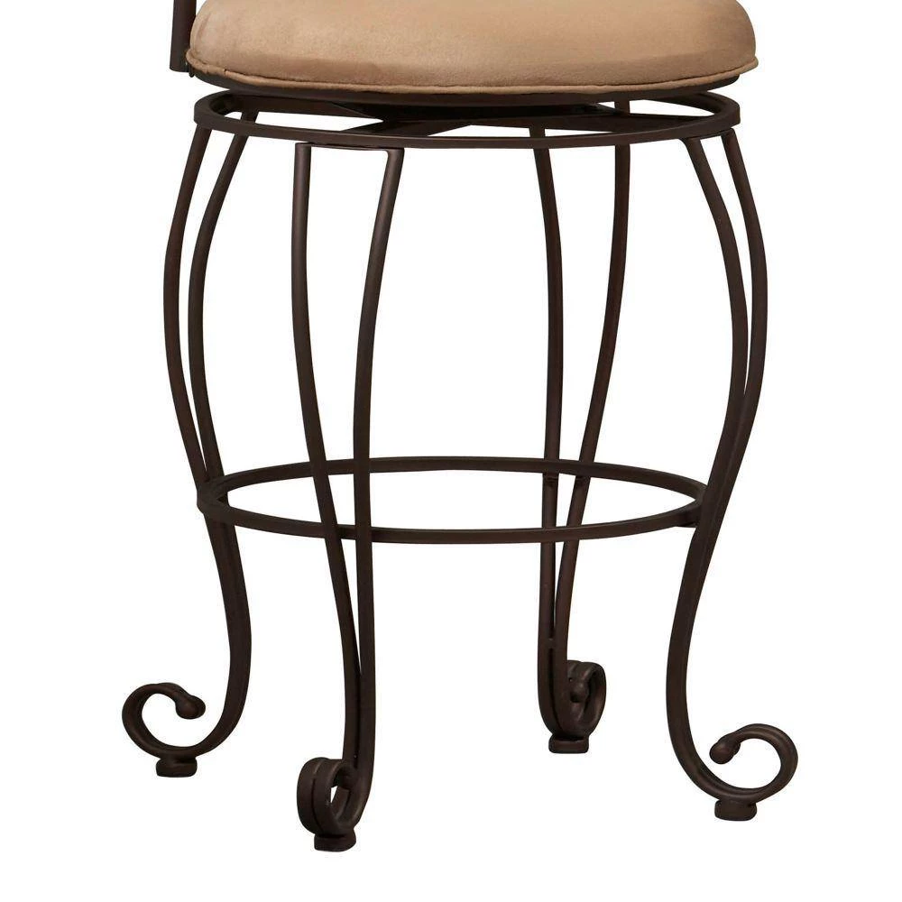 46.5 in. H Brown Metal Bar Stool with Cushioned Seat and Scrollwork Details by Benjara 4 46.5 in. H Brown Metal Bar Stool with Cushioned Seat and Scrollwork Details by Benjara - Image 4