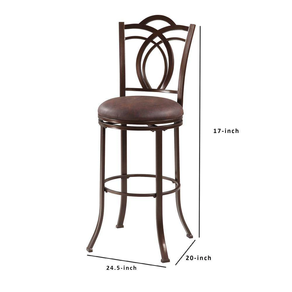 47.25 in. H Brown Metal Bar Stool with Cushioned Swivel Seat and Flared Legs by Benjara 7 47.25 in. H Brown Metal Bar Stool with Cushioned Swivel Seat and Flared Legs by Benjara - Image 7