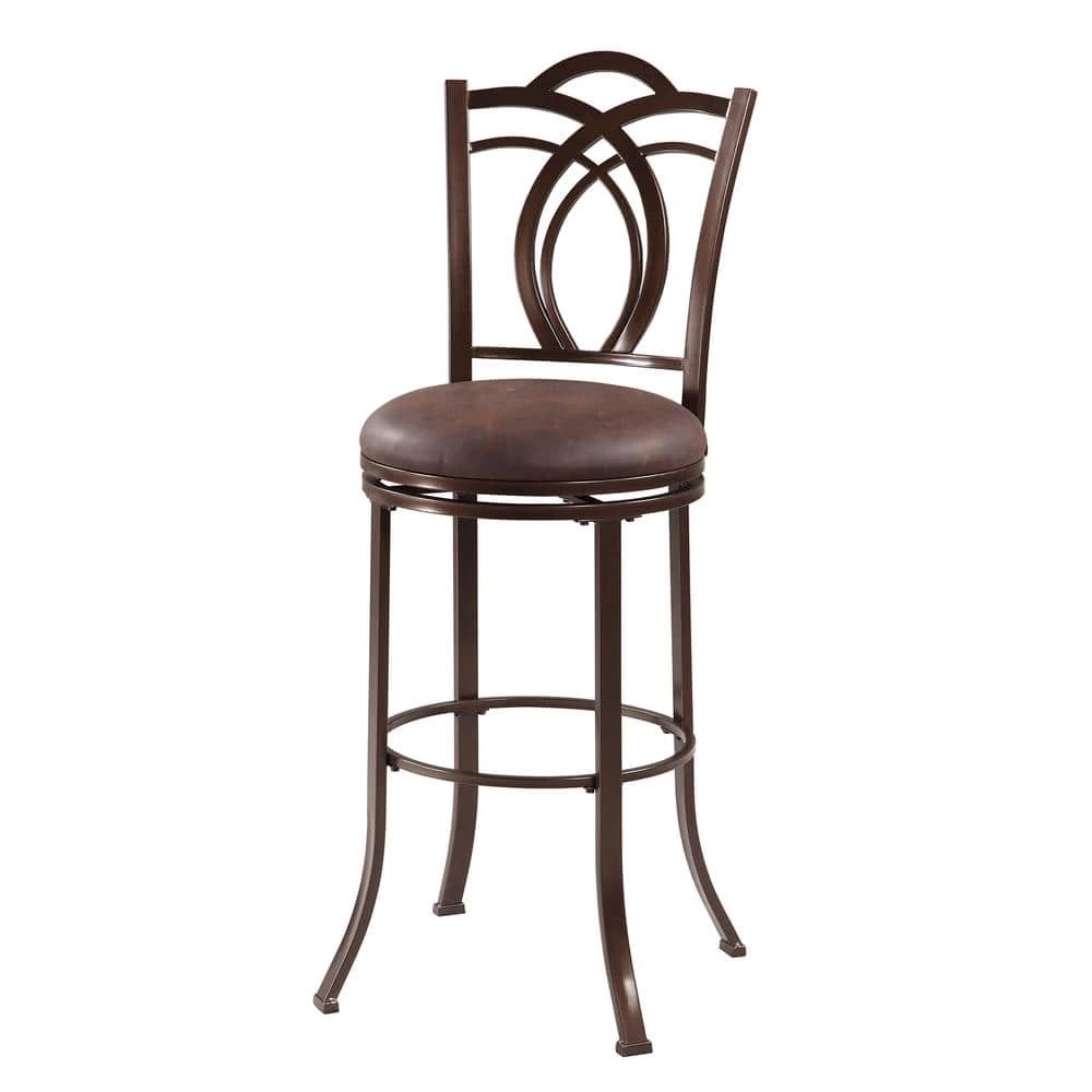 47.25 in. H Brown Metal Bar Stool with Cushioned Swivel Seat and Flared Legs by Benjara 2 47.25 in. H Brown Metal Bar Stool with Cushioned Swivel Seat and Flared Legs by Benjara - Image 2