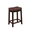 26 in. H Brown Wooden Counter Stool with Faux Leather Upholstery by Benjara