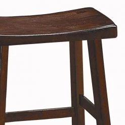 18" H Warm Cherry Brown Wooden Counter Height Stool with Saddle Seat (Set Of 2) by Benjara 12 18" H Warm Cherry Brown Wooden Counter Height Stool with Saddle Seat (Set Of 2) by Benjara -Cheap Benjara Store brown benjara bar stools bm175979 1f 1000