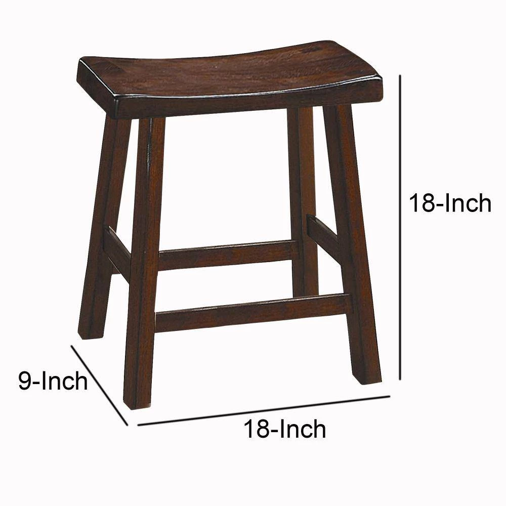 18" H Warm Cherry Brown Wooden Counter Height Stool with Saddle Seat (Set Of 2) by Benjara 7 18" H Warm Cherry Brown Wooden Counter Height Stool with Saddle Seat (Set Of 2) by Benjara - Image 7