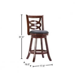 37.5 in. H Swivel Brown Full Back Wooden Counter Stool with Geometric Wood by Benjara -Cheap Benjara Store brown benjara bar stools bm239710 40 1000