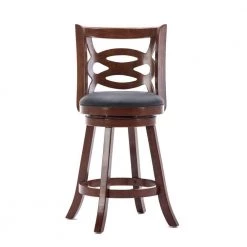 37.5 in. H Swivel Brown Full Back Wooden Counter Stool with Geometric Wood by Benjara -Cheap Benjara Store brown benjara bar stools bm239710 c3 1000