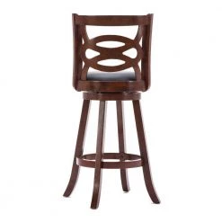 43.5 in. H Swivel Brown Full Back Wooden Counter Stool with Geometric Wood by Benjara 11 43.5 in. H Swivel Brown Full Back Wooden Counter Stool with Geometric Wood by Benjara -Cheap Benjara Store brown benjara bar stools bm239711 1f 1000
