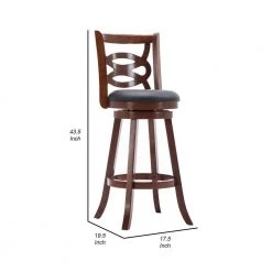 43.5 in. H Swivel Brown Full Back Wooden Counter Stool with Geometric Wood by Benjara 12 43.5 in. H Swivel Brown Full Back Wooden Counter Stool with Geometric Wood by Benjara -Cheap Benjara Store brown benjara bar stools bm239711 44 1000
