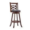 43.5 in. H Swivel Brown Full Back Wooden Counter Stool with Geometric Wood by Benjara