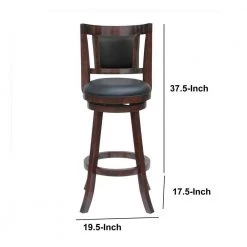 37.5 in. H Swivel Brown Wooden Frame Counter Stool with Faux Leather Padded Back by Benjara 10 37.5 in. H Swivel Brown Wooden Frame Counter Stool with Faux Leather Padded Back by Benjara -Cheap Benjara Store brown benjara bar stools bm239715 44 1000