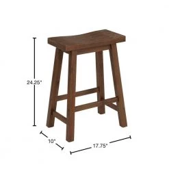 24.25 in. H Brown Saddle Design Wooden Backless Counter Stool with Grain Details by Benjara -Cheap Benjara Store brown benjara bar stools bm239725 40 1000