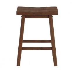 24.25 in. H Brown Saddle Design Wooden Backless Counter Stool with Grain Details by Benjara -Cheap Benjara Store brown benjara bar stools bm239725 c3 1000