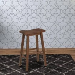 29.25 in. H Brown Saddle Design Wooden Barstool with Grain Details by Benjara -Cheap Benjara Store brown benjara bar stools bm239729 31 1000