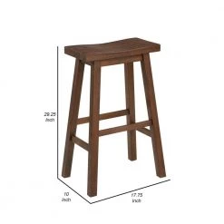 29.25 in. H Brown Saddle Design Wooden Barstool with Grain Details by Benjara -Cheap Benjara Store brown benjara bar stools bm239729 44 1000