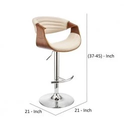 45 in. Brown and Cream Metal Framed Adjustable Barstool with Faux Leather and Bucket Seat by Benjara -Cheap Benjara Store brown benjara bar stools bm270011 44 1000