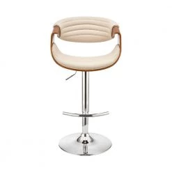 45 in. Brown and Cream Metal Framed Adjustable Barstool with Faux Leather and Bucket Seat by Benjara -Cheap Benjara Store brown benjara bar stools bm270011 c3 1000