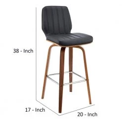 38 in. Black and Brown Low Back Wood and Metal Swivel Barstool with Channel Stitching and Wooden Support by Benjara 14 38 in. Black and Brown Low Back Wood and Metal Swivel Barstool with Channel Stitching and Wooden Support by Benjara -Cheap Benjara Store brown benjara bar stools bm270029 44 1000
